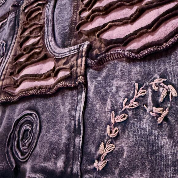 Goblin Fairy Pixie Hippy Boho Cotton Patchwork Jacket Zip Up Hoodie Mens S/M - Picture 12 of 14